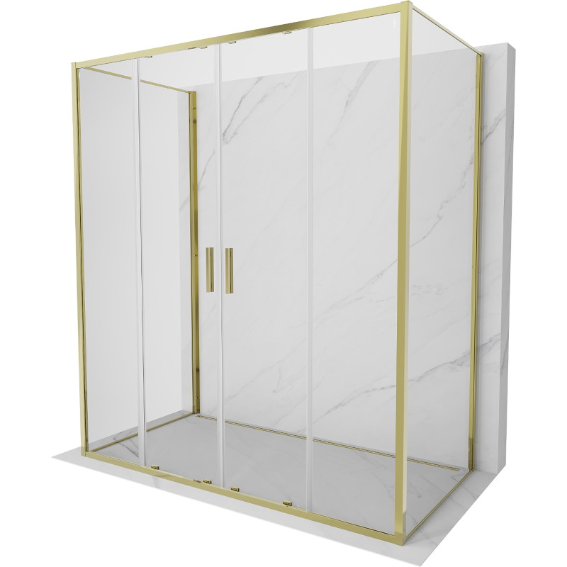 Mexen Exo-S Duo 3S душ кабина 3-стенна плъзгаща 170 x 75 см, прозрачна, златна