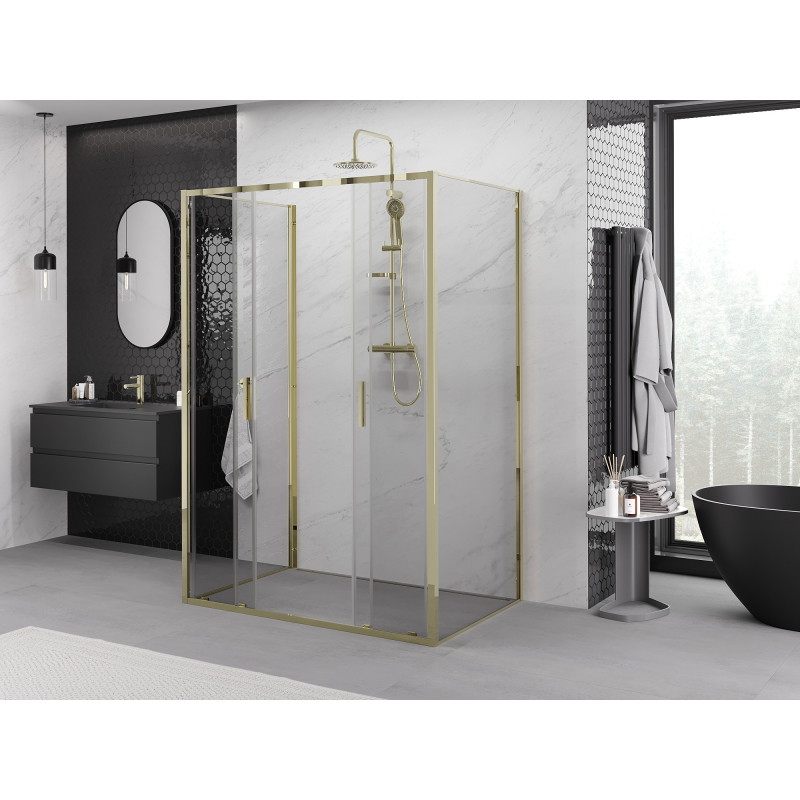 Mexen Exo-S Duo 3S 3-стенна плъзгаща се душ кабина 150 x 90 см, прозрачна, златна