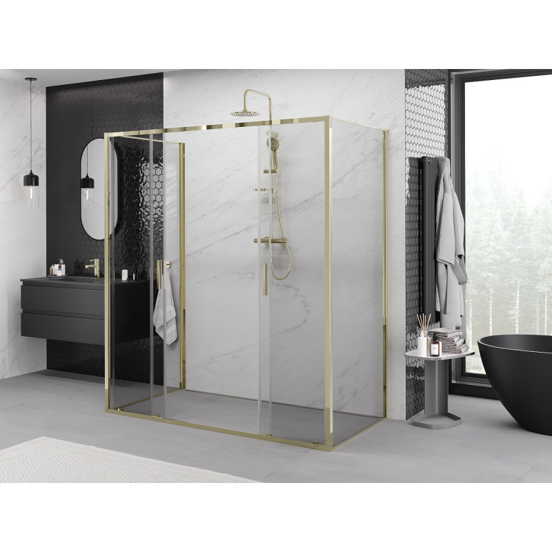 Mexen Exo-S Duo 3S кабина за душ 3-стенна плъзгаща 200x90 cm, прозрачна, златна
