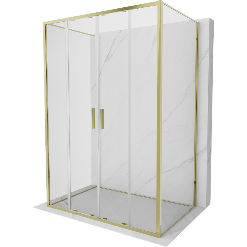 Mexen Exo-S Duo 3S душ кабина 3-стенна плъзгаща 130 x 95 см, прозрачна, златна