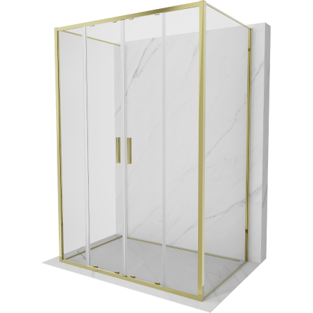 Mexen Exo-3S душ кабина 3-стенна плъзгаща се 130 x 95 см, прозрачна, златна