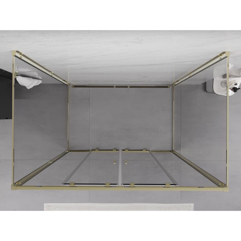 Mexen Exo-3S 3-стенна плъзгаща се душ кабина 140 x 95 см, прозрачна, златна