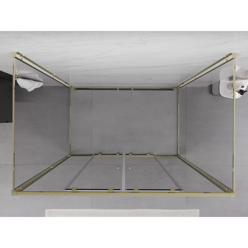 Mexen Exo-S Duo 3S душ кабина 3-стенна плъзгаща 140 x 95 см, прозрачна, златна