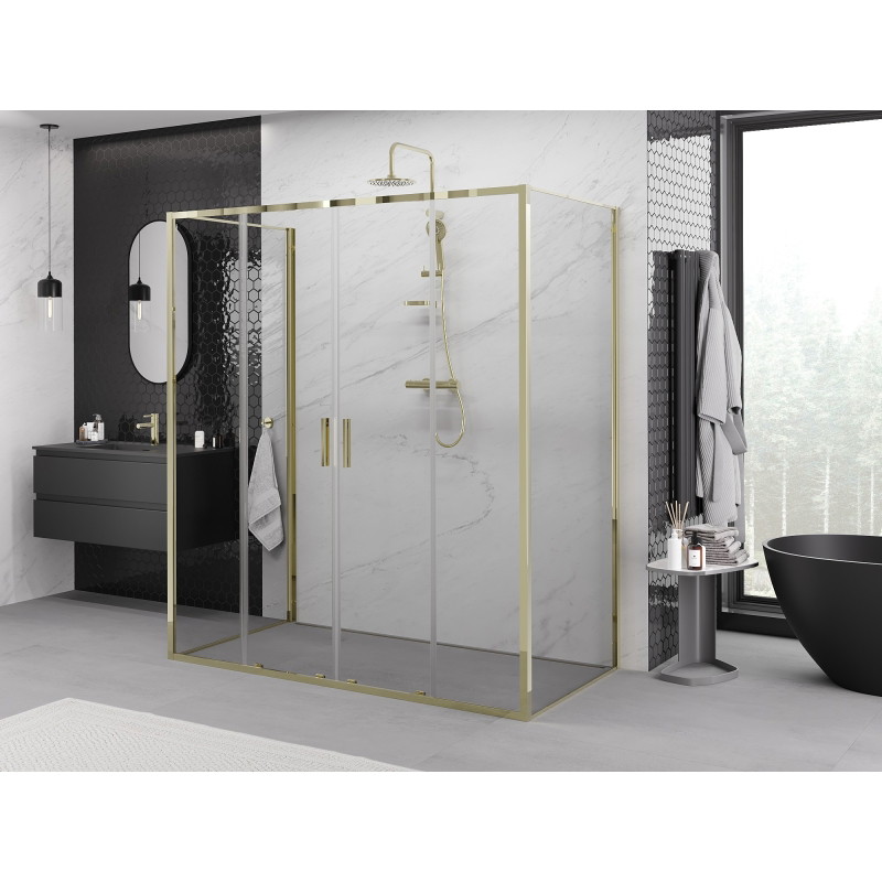 Mexen Exo-S Duo 3S душ кабина 3-стенна плъзгаща се 200 x 95 см, прозрачна, златна