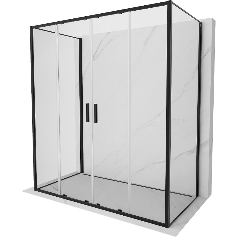 Mexen Exo-S Duo 3S душ кабина с 3 плъзгащи се стени 190 x 95 см, прозрачна, черна