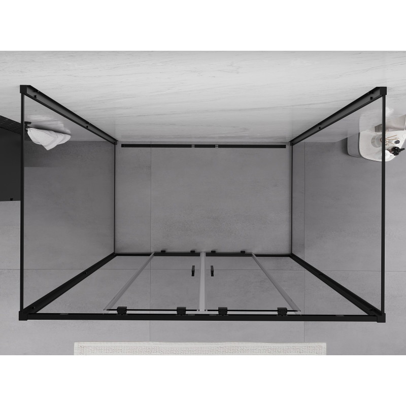 Mexen Exo-S Duo 3S душ кабина с 3 стени, плъзгаща се, 160 x 100 см, прозрачна, черна