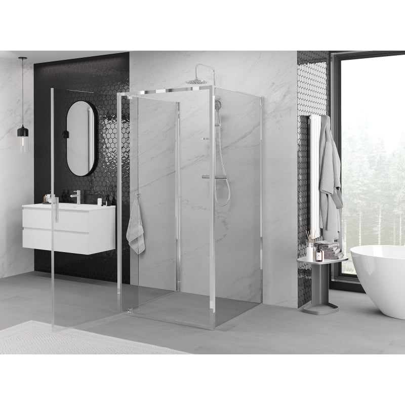 Mexen Exo-3S душ кабина 3-стенна отваряема 80 x 80 см, прозрачна, хром