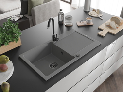 Mexen Leo гранитна мивка с 1 отделение с отцеден поднос и кухненски