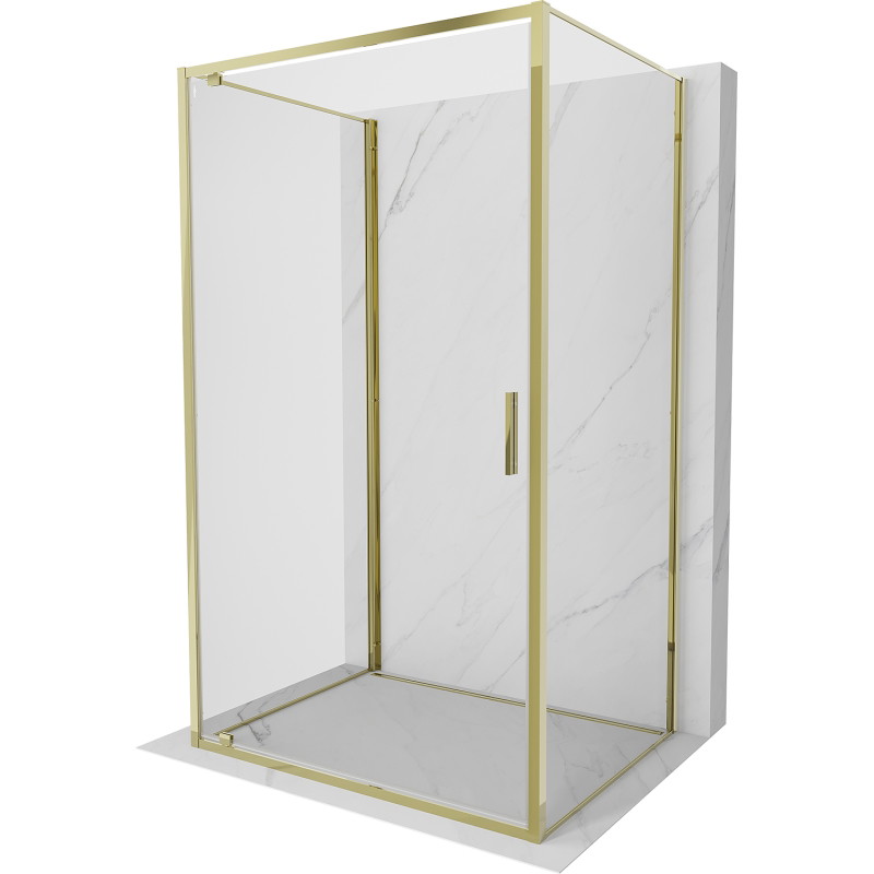Mexen Exo-BR 3S трисекционна душ кабина с панти 80 x 75 см, прозрачна, златна