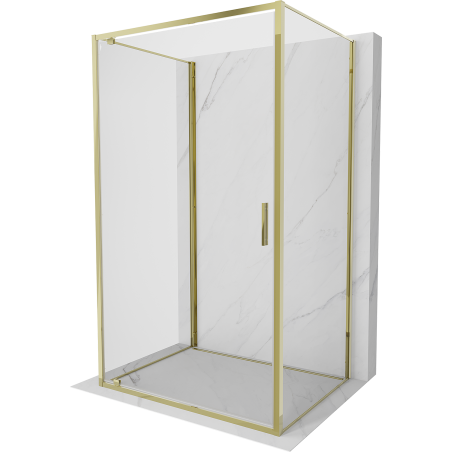 Mexen Exo-3S душ кабина 3-стенна отваряема 95 x 75 см, прозрачна, златна