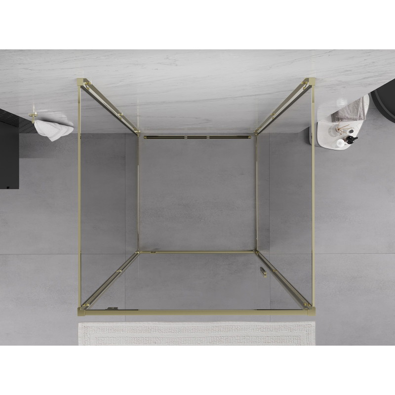 Mexen Exo-BR 3S душ кабина 3-стенна, отваряща се 80 x 80 см, прозрачна, златна