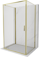 Mexen Exo-BR 3S душ кабина с 3 стени, отваряща се, 90 x 120 см, прозрачно, златно