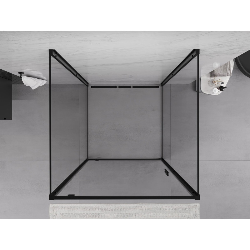 Mexen Exo-BR 3S душ кабина с три стени, отваряща се, 85 x 85 см, прозрачна, черна