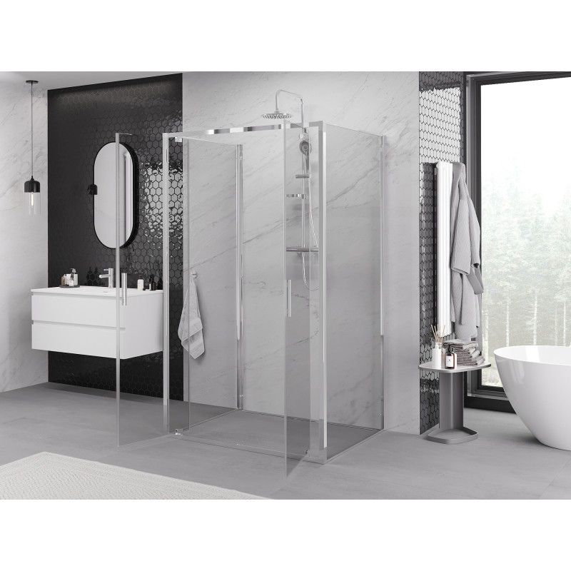 Mexen Exo-BR Duo 3S душ кабина с 3 стени, отваряща се 110 x 75 см, прозрачна, хром