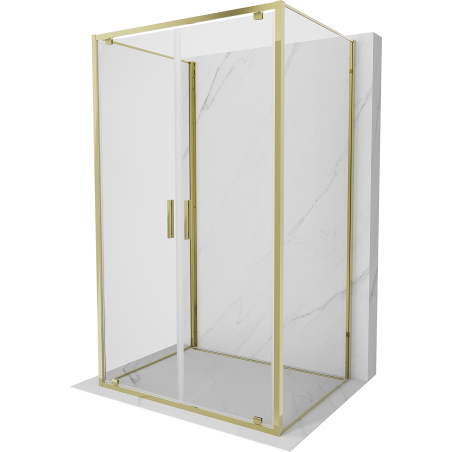 Mexen Exo-3S душ кабина с 3 стени, отваряща се, 80 x 75 см, прозрачна, златна