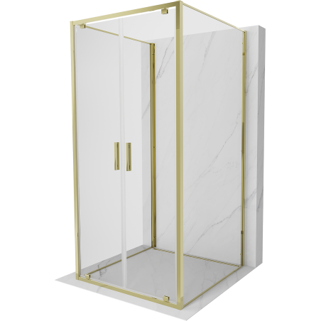 Mexen Exo-3S душ кабина 3-стенна отваряема 80 x 80 см, прозрачна, златиста