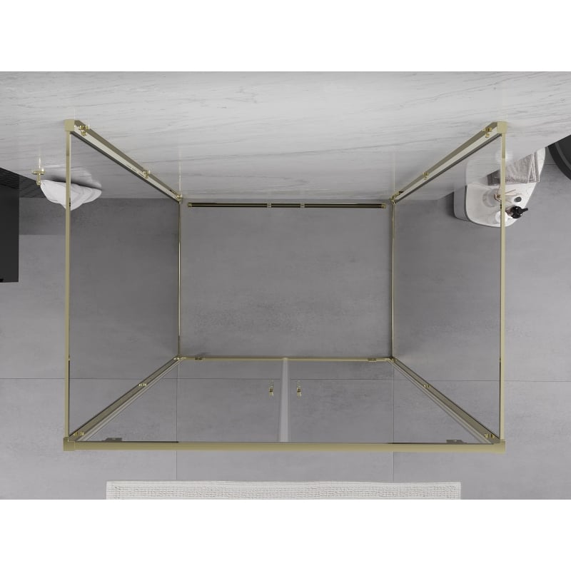 Mexen Exo-3S душ кабина с 3 стени, 110 x 95 см, прозрачна, златна - 8182-110-095-50-00-3S