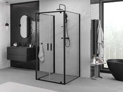 Mexen Exo-BR Duo 3S душ кабина 3-стенна с панти 90 x 90 см, прозрачна, черна