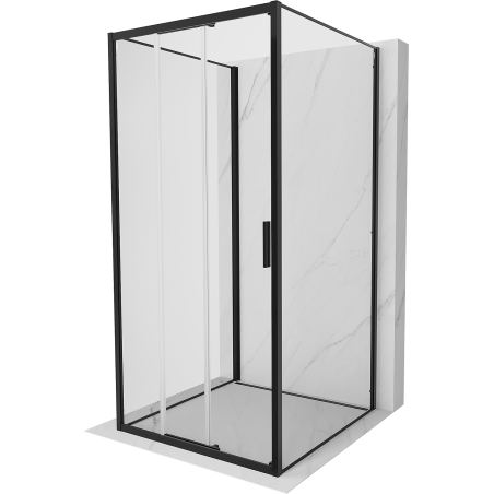 Mexen Exo-3S параван за душ 3-стенен плъзгащ се 80 x 80 см, прозрачен, черен