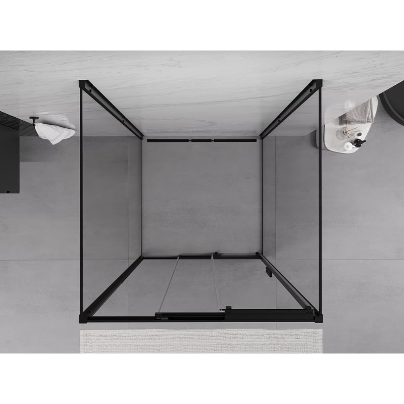 Mexen Exo-3S 3-стенна плъзгаща се душ кабина 90 x 90 см, прозрачна, черна