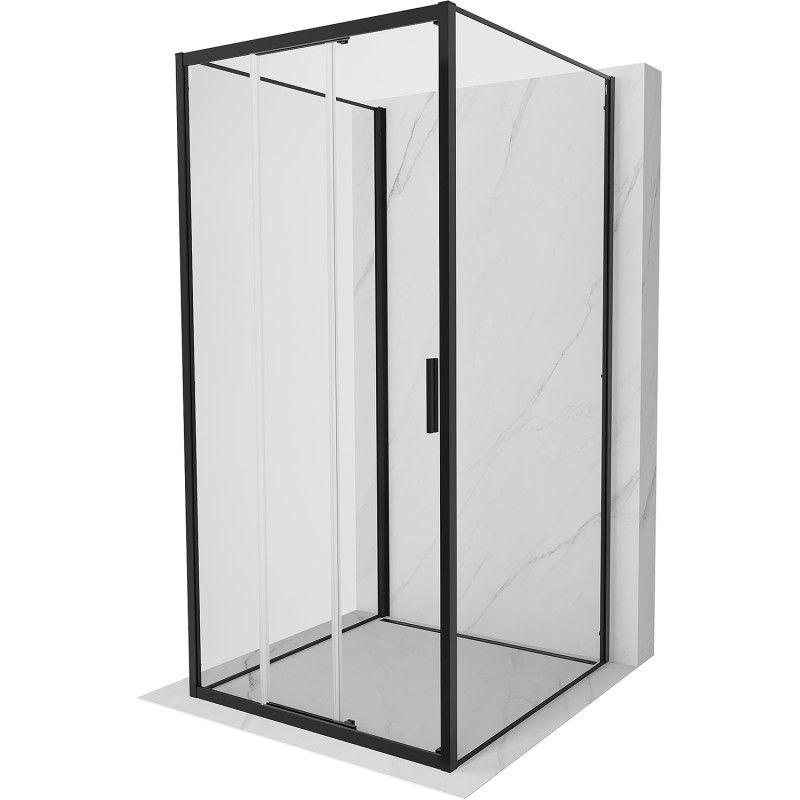 Mexen Exo-3S 3S 3-стенна плъзгаща се душ кабина 100 x 100 см, прозрачна, черна