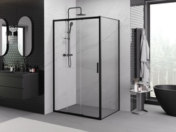Mexen Exo-3S плъзгаща се душ кабина 90 x 75 см, прозрачна, черна - 8153-090-075-70-00