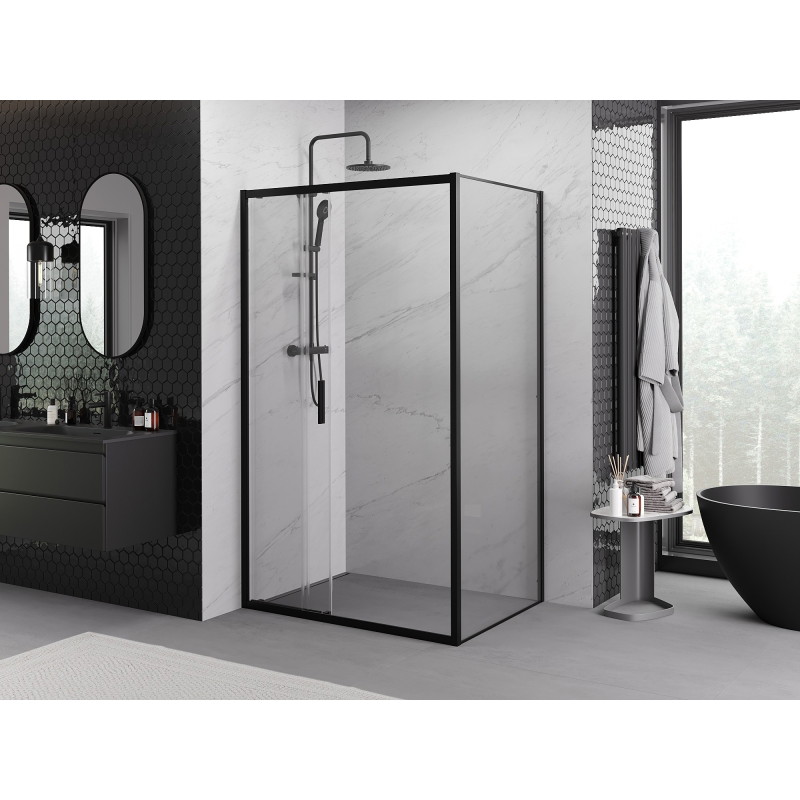Mexen Exo-3S плъзгаща се душ кабина 100 x 75 см, прозрачна, черна - 8153-100-075-70-00