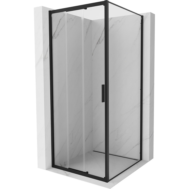Mexen Exo-3S плъзгаща се душ кабина 90 x 90 см, прозрачна, черна - 8153-090-090-70-00