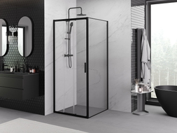 Mexen Exo-3S плъзгаща се душ кабина 90 x 90 см, прозрачна, черна - 8153-090-090-70-00