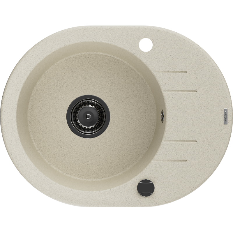 Mexen Kevin гранитна мивка с 1 отделение с отцедник 586 x 458 мм, бежова, черен