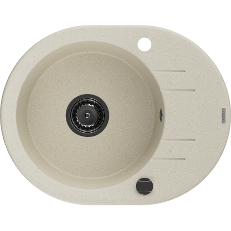 Mexen Kevin гранитна мивка с 1 отделение с отцедник 586 x 458 мм, бежова, черен