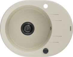 Mexen Kevin гранитна мивка с 1 отделение с отцедник 586 x 458 мм, бежова, черен