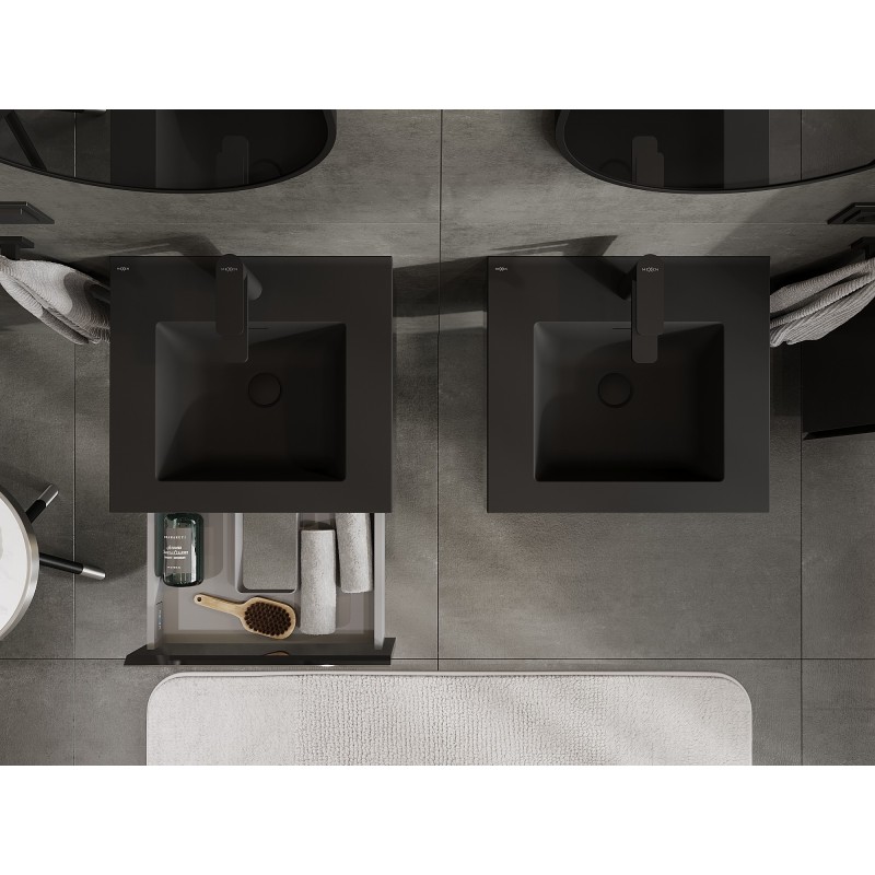 Mexen Orio шкаф за баня 50 см с мивка Otis, 1 чекмедже, черен гланц/черен мат - 91A10-05023-1-BF70-W18M71