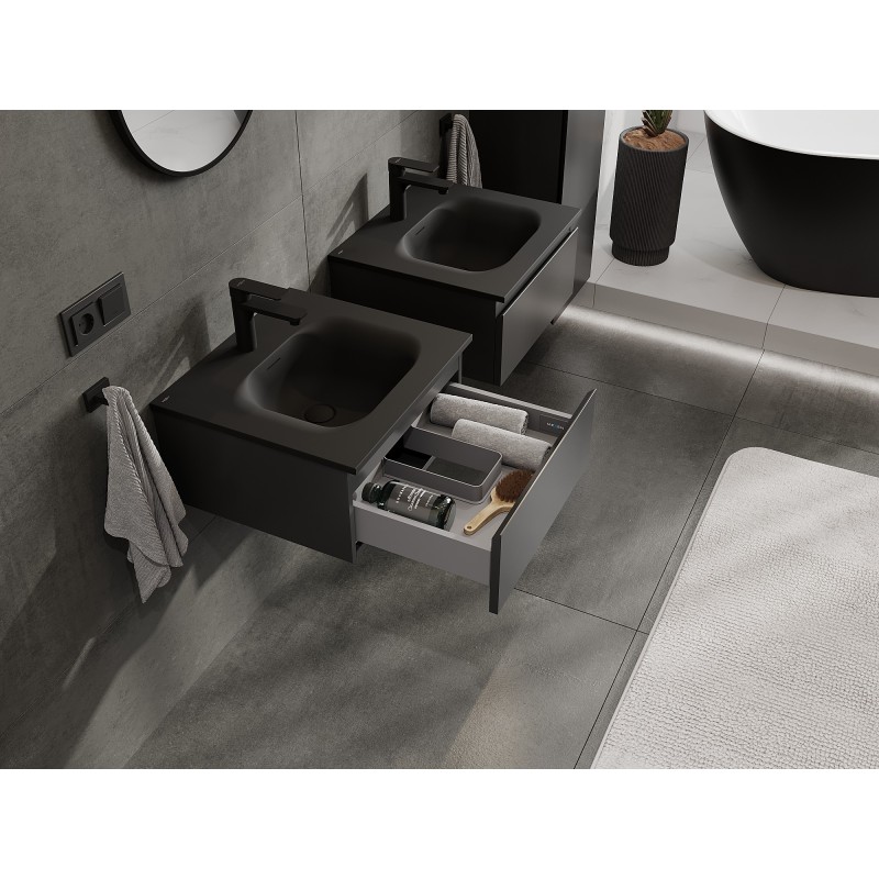 Mexen Orio шкаф за баня 50 см с мивка Vela, 1 чекмедже, черен мат - 91A10-05023-1-BF71-W23M71