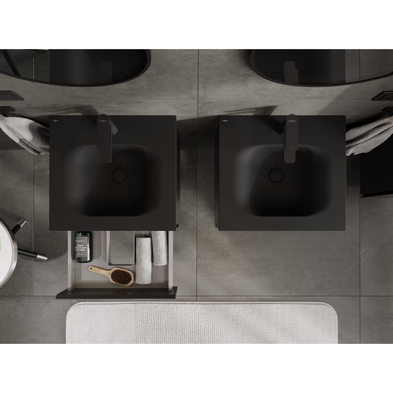 Mexen Orio шкаф за баня 50 см с мивка Vela, 2 чекмеджета, черен мат - 91A10-05047-2-BFF71-W23M71