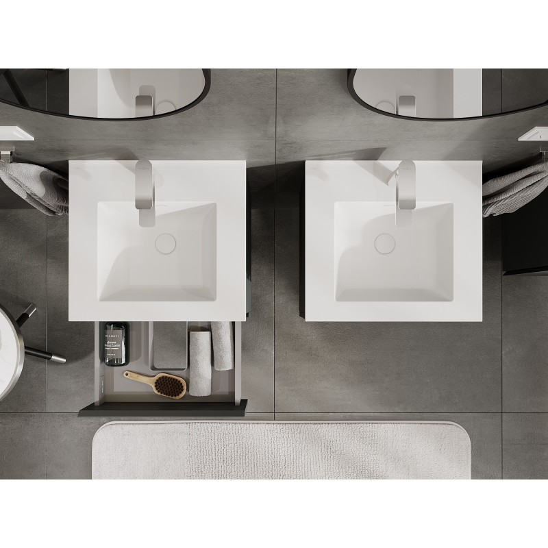 Mexen Orio шкаф за баня 50 см с мивка Otis, 2 чекмеджета, матов графит/матово