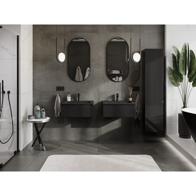 Mexen Orio шкаф за баня 60 см с мивка Otis, 1 чекмедже, черен гланц/черен мат - 91A10-06023-1-BF70-W18M71