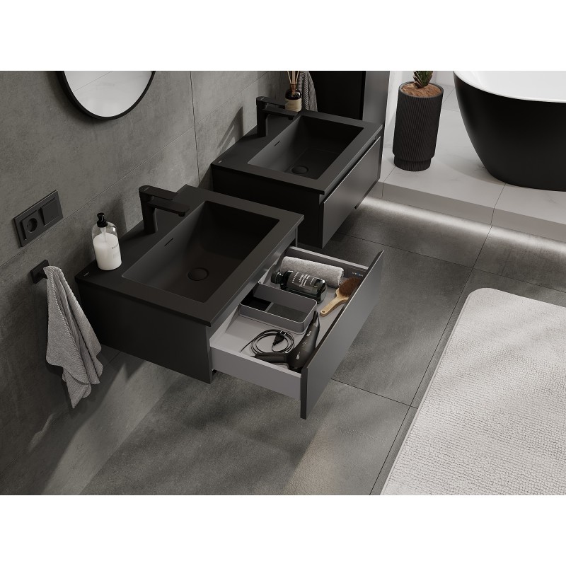 Mexen Orio шкаф за баня 60 см с мивка Otis, 1 чекмедже, черен мат - 91A10-06023-1-BF71-W18M71
