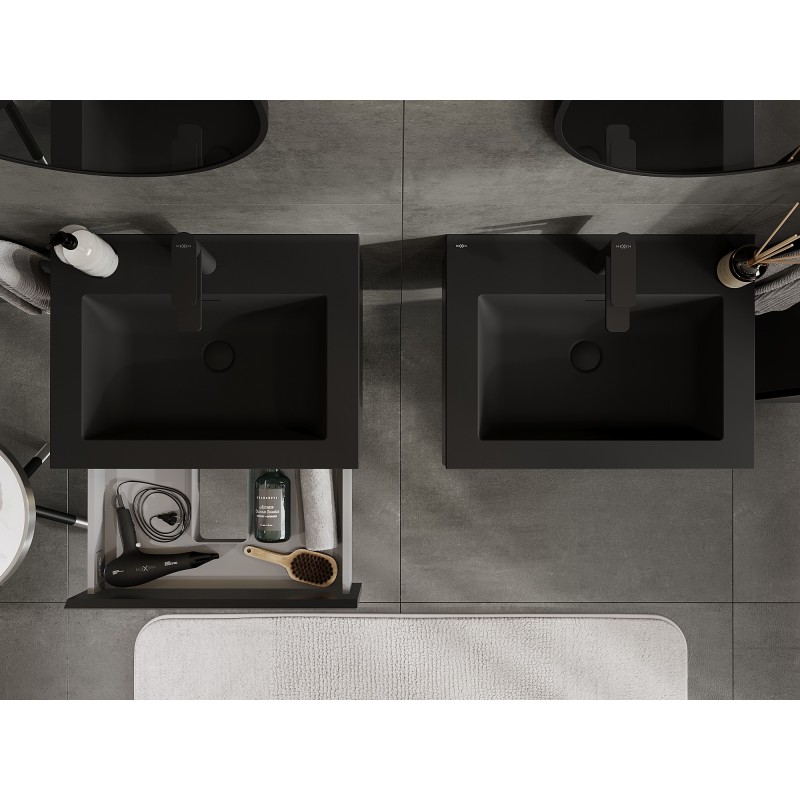 Mexen Orio шкаф за баня 60 см с мивка Otis, 1 чекмедже, черен мат - 91A10-06023-1-BF71-W18M71