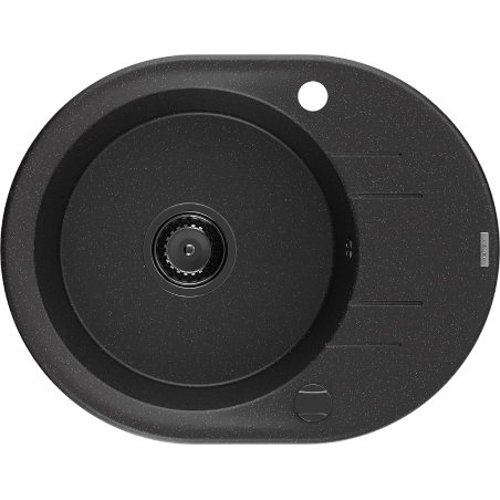 Mexen Kevin гранитна мивка с 1 корито и отцедник 586 x 458 мм, черно/сребърен