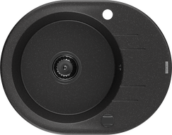 Mexen Kevin гранитна мивка с 1 корито и отцедник 586 x 458 мм, черно/сребърен