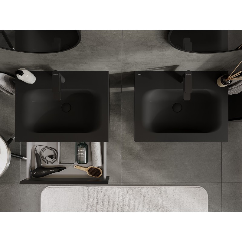 Mexen Orio шкафче за баня 60 см с мивка Vela, 1 чекмедже, черно мат - 91A10-06023-1-BF71-W23M71