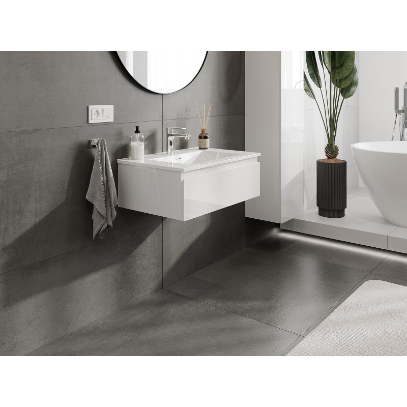 Mexen Orio шкаф за баня 70 см с мивка Otis, 1 чекмедже, бял гланц - 91A10-07023-1-BF00-W18M00