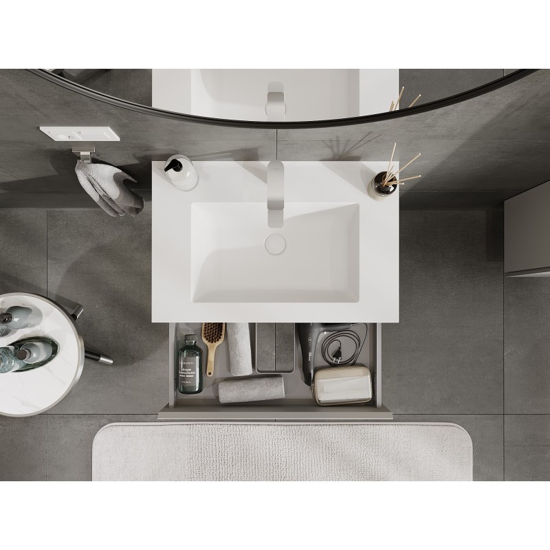 Mexen Orio шкаф за баня 70 см с мивка Otis, 1 чекмедже, сив мат/бял мат - 91A10-07023-1-BF62-W18M01