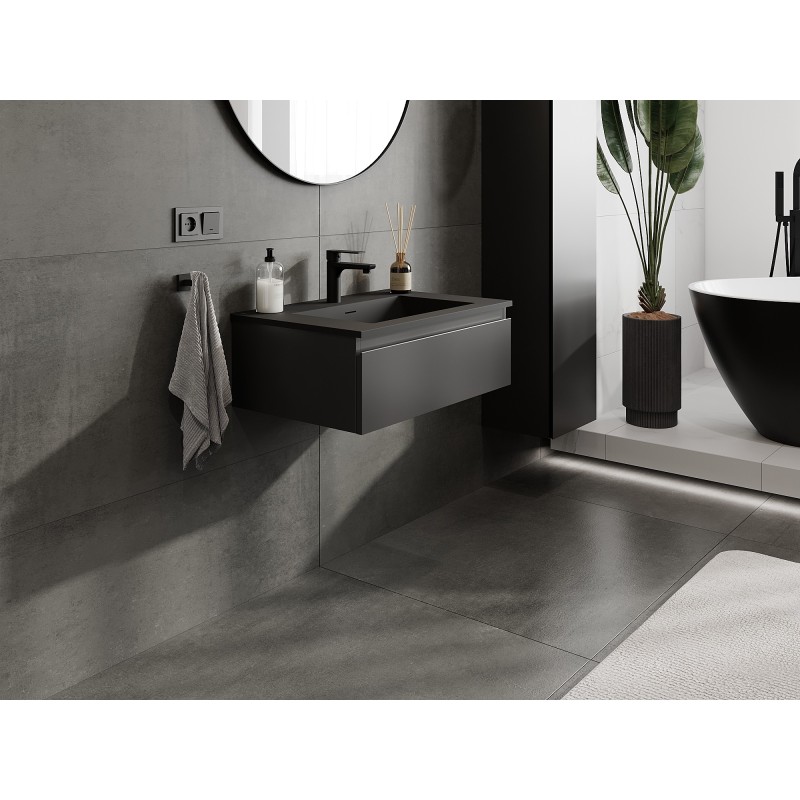 Mexen Orio шкаф за баня 70 см с мивка Otis, 1 чекмедже, черен мат - 91A10-07023-1-BF71-W18M71