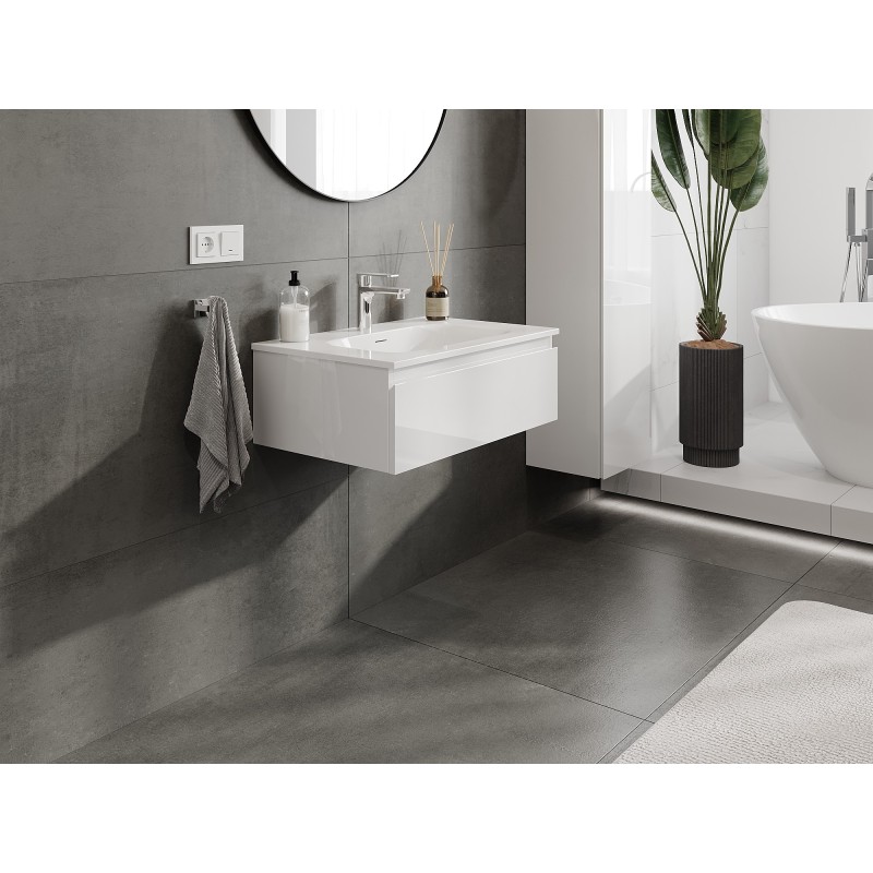 Mexen Orio шкаф за баня 70 см с мивка Vela, 1 чекмедже, бял гланц - 91A10-07023-1-BF00-W23M00