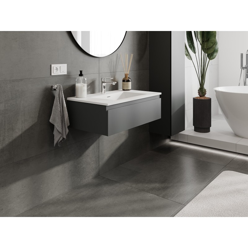 Mexen Orio шкаф за баня 80 см с мивка Otis, 1 чекмедже, графит мат/бял мат - 91A10-08023-1-BF66-W18M01