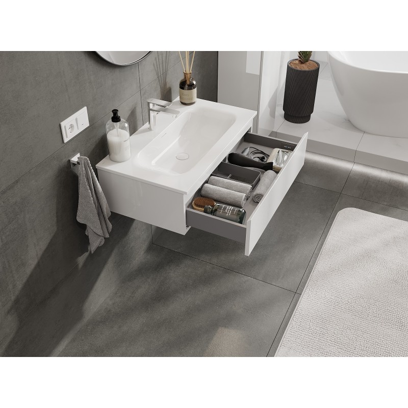 Mexen Orio шкаф за баня 80 см с мивка Vela, 1 чекмедже, бял гланц - 91A10-08023-1-BF00-W23M00