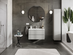 Mexen Orio шкаф за баня 80 см с мивка Vela, 2 чекмеджета, сив мат/бял мат - 91A10-08047-2-BFF62-W23M01