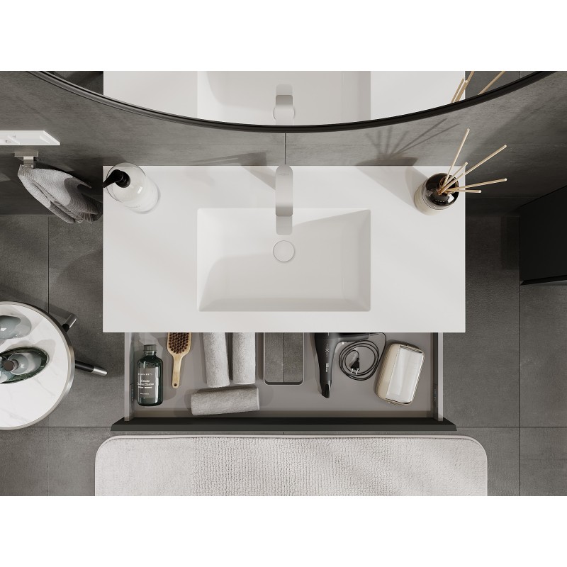 Mexen Orio баня шкаф 100 см с мивка Otis, 1 чекмедже, графит мат/бяло мат - 91A10-10023-1-BF66-W18M01